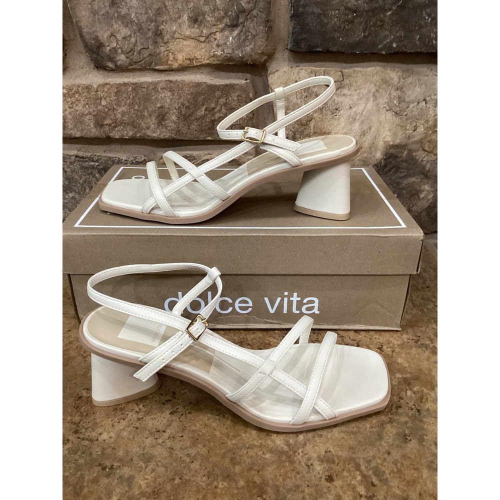 Dolce Vita Britt Bone Stella Strappy Block Heel Square Toe Sandals Womens 8.5